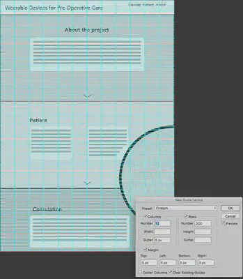 Screenshot of initial wireframe and settings