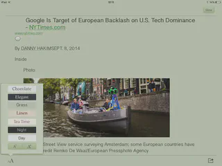 Reader mode adjustments available when you turn a page to reader mode.