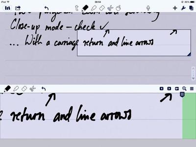 Notability close-up writing mode