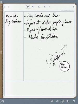 penultimate app with handwriting and wrist created scribbles shown