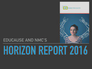 Slide 2 - Educause and NMC Horizon report 2016 image of the report cover