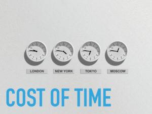 Slide 9 - Cost of time, four international time clocks are shown