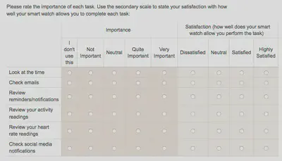 Screenshot of survey question